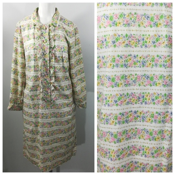 Vintage 60s 70s Mod Floral Dress Size L? - Picture 1 of 8